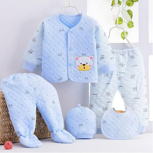 New Born Baby Winter Wear Keep Warm Baby Clothes 5Pcs Sets Cotton Baby Boys